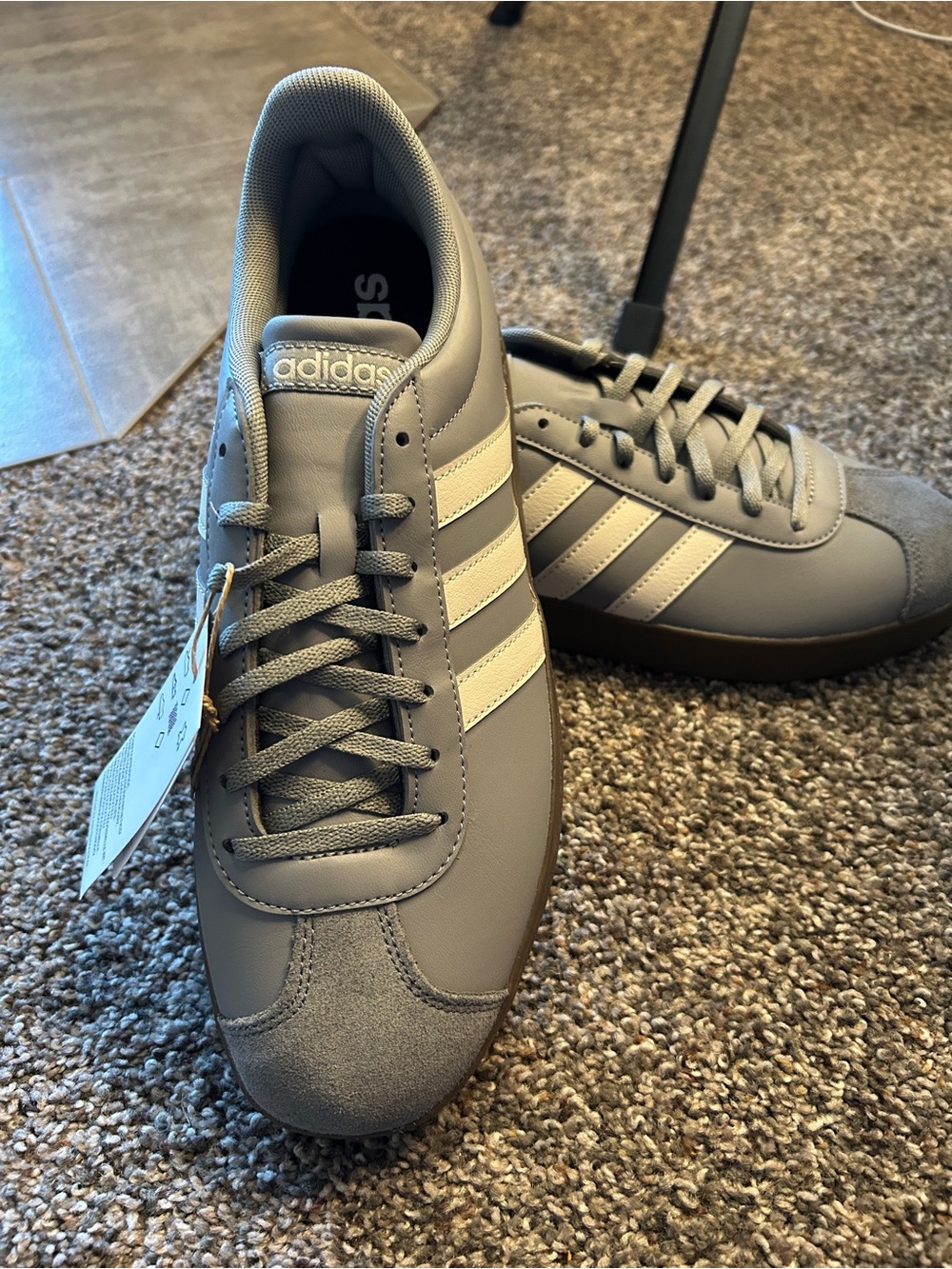 adidas Men’s Gray Sneakers with Cream Stripes